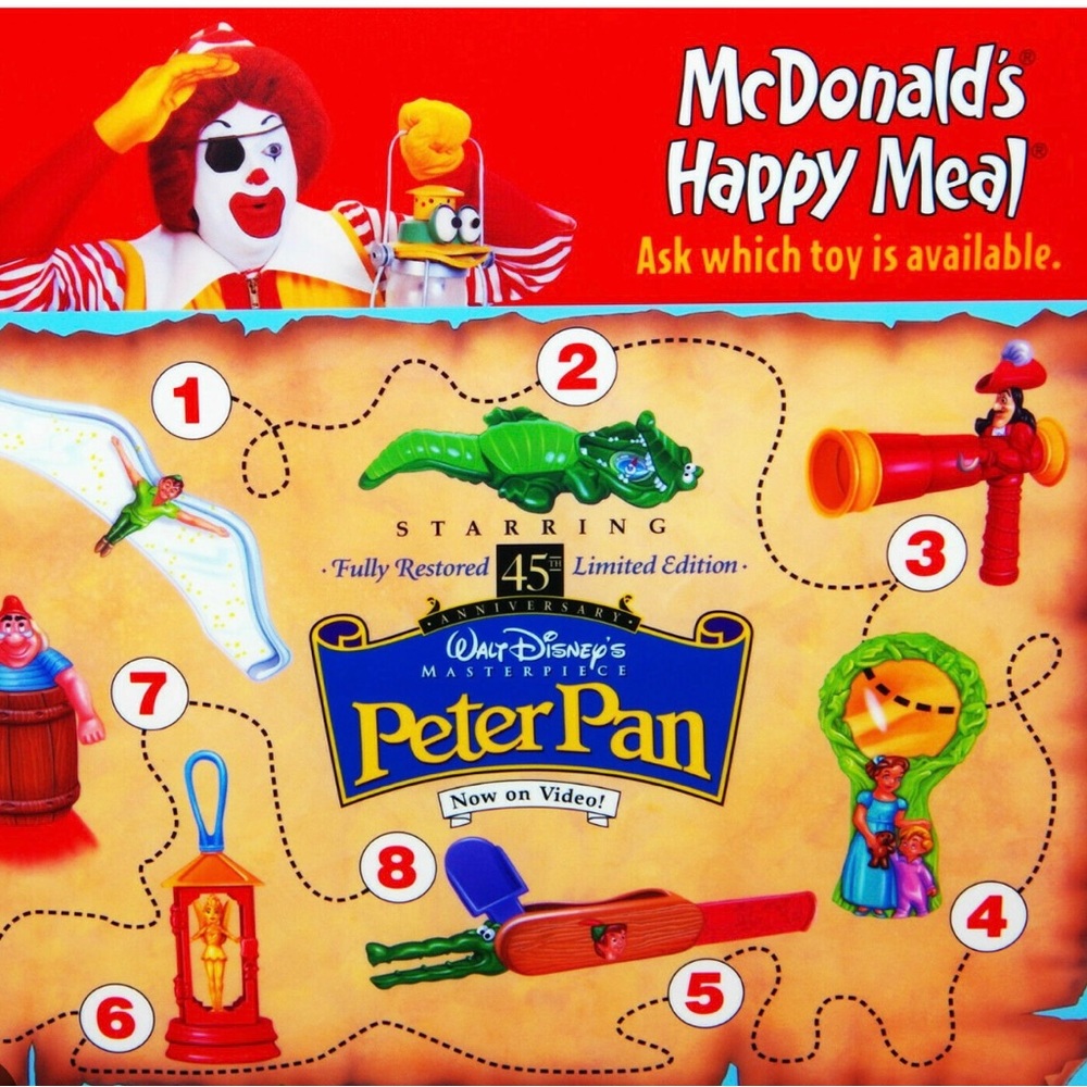 NWT Peter Pan Disney McDonald’s Happy Meal Set of 5